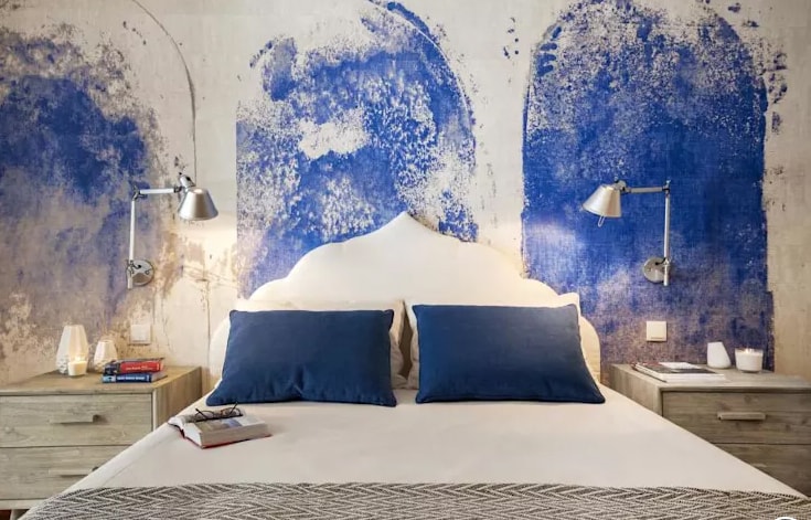 غرف نوم باللون الازرق والابيض