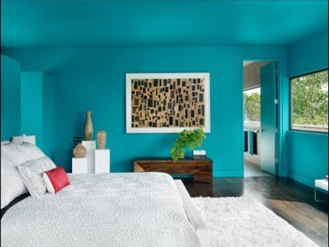 غرفة نوم باللون التركواز