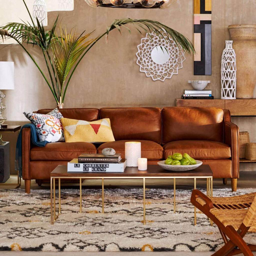 Cognac Sofa Living Room Ideas - Shop The Look: Cognac-coloured Sofa In ...